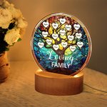 Personalized Stained Glass Style Tree of Life LED Night Light with 2-16 Heart Names and Wooden Base Home Decor Birthday Mother's Day Gift for Family
