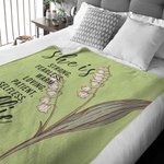 Personalized She is Strong Fearless Birth Flower Soft Throw Blanket with Name Multicolor Birthday Mother's Day Anniversary Gift for Mom Grandma
