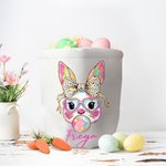 Cesta de Pascua de Lona Personalizada con Conejito y Nombre Huevos de Pascua Fiesta de Caza Regalo para Niños Niñas