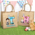 Bolsa de yute reutilizable con nombre para fiesta de Pascua regalo para niños