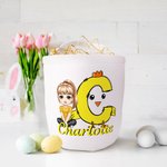 Gepersonaliseerde schattige cartoonfiguur Bunny Chick initiële emmer tas met naam paaseieren jacht mand verjaardagsfeestje Gunsten Gift voor kinderen