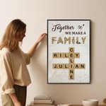 Gepersonaliseerde Together We Make A Family Kruiswoordkunst Poster Frameless Ingelijst Schilderij met Naam Home Decor Housewarming Gift voor Familieleden