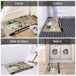 Paillasson Personnalisé avec Dessin Partenaires et Éléments de Camping Décoration de Maison Cadeau Anniversaire pour Couple Amis Amateurs de Camping