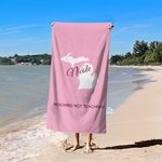 Personalized Multicolor US State Map Super Absorbent Beach Towel with Name and Text Beach Travel Accessories Gift for Women Men
