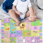 Personalized Cartoon Animal Alphabet Color Block Stitching Soft Throw Blanket with Name Home Decor Birthday Baby Shower Gift for Kids Baby