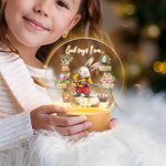 Conejito Personalizado Carrera Dios Dice Yo Soy Nombre LED Luz de Noche con Base de Madera Decoración de Guardería Cumpleaños Pascua Regalo para Niños