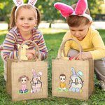 Personalisiertes Tote Bag Jute-Tasche Cartoon-Charakter Osterei Grasland mit Initialen Namen Party Gunst Ostereiersuche Geschenk für Jungen Mädchen