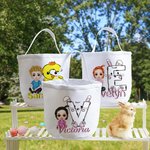Gepersonaliseerde schattige cartoonfiguur Bunny Chick initiële emmer tas met naam paaseieren jacht mand verjaardagsfeestje Gunsten Gift voor kinderen
