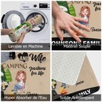 Paillasson Personnalisé avec Dessin Partenaires et Éléments de Camping Décoration de Maison Cadeau Anniversaire pour Couple Amis Amateurs de Camping