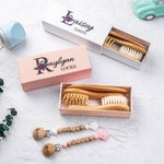 Set personalizado de cepillo y peine de madera para bebé con pinza para chupete y manta Regalo de Baby Shower para recién nacido
