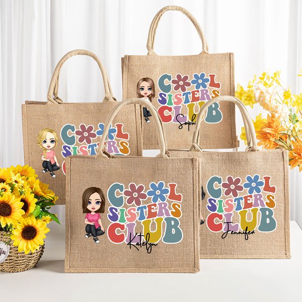 Sac en toile de jute avec nom Anniversaire Bridesmaid Accessoires de voyage Cadeau pour femmes Filles