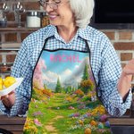Personalized Spring Wonderland Castle House Outdoor Waterproof Kitchen Apron with Name Housewarming Mother's Day Cooking Gift for Women