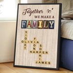 Gepersonaliseerde Together We Make A Family Kruiswoordkunst Poster Frameless Ingelijst Schilderij met Naam Home Decor Housewarming Gift voor Familieleden