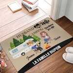 Paillasson Personnalisé avec Dessin Partenaires et Éléments de Camping Décoration de Maison Cadeau Anniversaire pour Couple Amis Amateurs de Camping