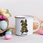 Tasse émaillée personnalisée avec nom et bord coloré Cadeau de fête de Pâques pour les enfants et la famille