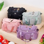 Personalized Cartoon Character Zodiac Birth Flower Multi-compartment Travel Bag with Name and Shoulder Strap Travel Essentials Birthday Gift for Women