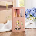 Gepersonaliseerde 3D cartoon karakter geboorte bloem 5 stuks make-up kwasten doos set met naam verjaardag reizen Essentials Gift voor vrouwen