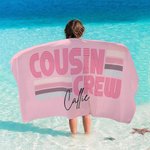 Personalized Multicolour Retro Cousin Crew Quick Dry Oversized Microfiber Beach Towel with Name Summer Travel Essential Gift for Family Kids