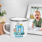 Personalizzato Cartoon personaggio coniglietto pulcino fiocco iniziale 12 oz tazza smaltata con nome festa di Pasqua regalo per i bambini