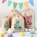 Henkilökohtainen sarjakuvahahmo Bunny Chick Bow Alkuperäinen kiristysnauha hoitoon laukku nimi pääsiäinen syntymäpäivä puolue lahja pojille tytöille