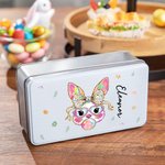 Personalized Cute Bunny Food-grade Metal Biscuit Tin with Name Easter Gift for Boys Girls