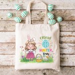 Personalised Official Egg Hunter Cartoon Character Canvas Tote Bag with Name Easter Gift for Boys Girls