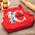 Personalized Lamb Dinosaur Animal Chef Initial Name Adjustable Apron Chef Hat Set with Pocket Cooking Baking Birthday Gift for Kids
