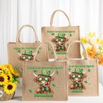 Personalisierte Lucky Shamrock St. Patrick's Day Hochland Kuh große Jute Tragetasche mit Namen und Text Irish Festival religiöses Geschenk für Familie Freunde