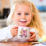 Personalizzato Cartoon personaggio coniglietto pulcino fiocco iniziale 12 oz tazza smaltata con nome festa di Pasqua regalo per i bambini