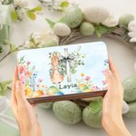Personalized Colorful Floral Easter Eggs Peter Rabbit Food-grade Biscuit Tin with Name Easter Party Storage Accessories Gift for Boys Girls
