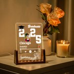 Personalised 2025 Graduation Photo Music Player Adjustable LED Night Light with Wooden Base Home Decor Graduation Gift for Graduates Schoolmates