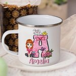 Personalizzato Cartoon personaggio coniglietto pulcino fiocco iniziale 12 oz tazza smaltata con nome festa di Pasqua regalo per i bambini