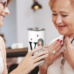 Personalised Multicolour Butterfly Cartoon Character Initial 12oz Insulated Name Sippy Cup with Lid and Handle Birthday Caring Gift for Elderly