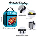 Personalized Flame Sports Basketball Baseball Waterproof Insulated Lunch Bag with Name for Work Picnic Birthday Back to School Gift for Kids