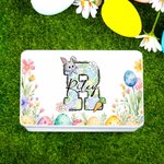 Personalized Cute Easter Bunny Carrot Initial Food-grade Biscuit Tin Storage Box with Name Birthday Easter Party Gift for Kids