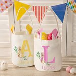 Custom Initial and Name Easter Treat Bag, Peter Rabbit Bunny Ears Bucket Bag, Easter Gift for Kids