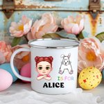 Personalizzato carino personaggio dei cartoni animati Pasqua iniziale 12 oz tazza smaltata con nome uso quotidiano festa di Pasqua favore regalo per ragazzi ragazze