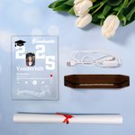 Personalised 2025 Graduation Photo Music Player Adjustable LED Night Light with Wooden Base Home Decor Graduation Gift for Graduates Schoolmates