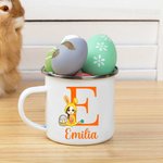 Personalisierte Cartoon Hase Kostüm Kind 11oz Emaille Becher mit Namen Ostern Geschenk für Mädchen Jungen