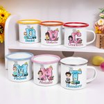Personalizzato Cartoon personaggio coniglietto pulcino fiocco iniziale 12 oz tazza smaltata con nome festa di Pasqua regalo per i bambini