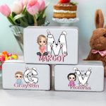 Personalized Cute Cartoon Character Bunny Chick Initial Food-grade Candy Storage Tin with Name Birthday Easter Party Favors Gift for Kids