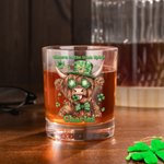 Personalised Lucky Shamrock Highland Cow 10oz Whiskey Glass with Name and Text Happy St. Patrick's Day Home Kitchen Accessories Gift for Family