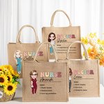 Personalised Cartoon Medical Character Large Jute Tote Bag with Title and Nouns Medical Day Birthday Gratitude Gift for Nurse Doctor
