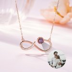 Personalized Simplicity Infinity Symbol Photo Projection Necklace Anniversary Birthday Mother's Day Gift for Women