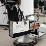 Personlig blomma Hårtork Hårstylistverktyg Canvas Tote Bag med namn Födelsedagspresent för frisör Hairstylist