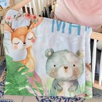 Henkilökohtainen söpö karhu kettu kani metsäeläimet pehmeä heittää peitto nimi syntymäpäivä vauva suihku huoneen sisustus lahja pikkulapsi taapero lapsi