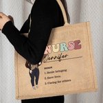 Personalised Cartoon Medical Character Large Jute Tote Bag with Title and Nouns Medical Day Birthday Gratitude Gift for Nurse Doctor