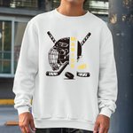 Personalized Hockey Helmet Stick Kid Adult T-shirt Sweatshirt Hoodie with Name and Number Cheer Accessories Birthday Team Gift for Hockey Player Lover