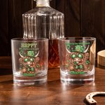 Personalised Lucky Shamrock Highland Cow 10oz Whiskey Glass with Name and Text Happy St. Patrick's Day Home Kitchen Accessories Gift for Family