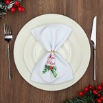 Personalized Merry Christmas Holly 100% Cotton Reusable Napkin with Name Table Decor Christmas Housewarming Gift for Family